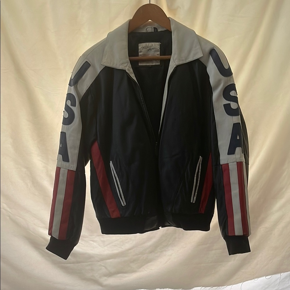 Michael Hoban Varsity Bomber Jacket Black and White